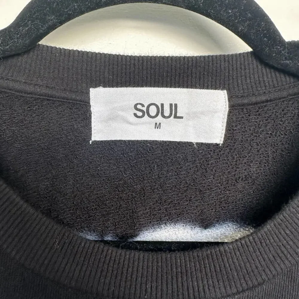 SoulCycle Tie Dye Crewneck Sweatshirt M Black White Cropped - Picture 4 of 6